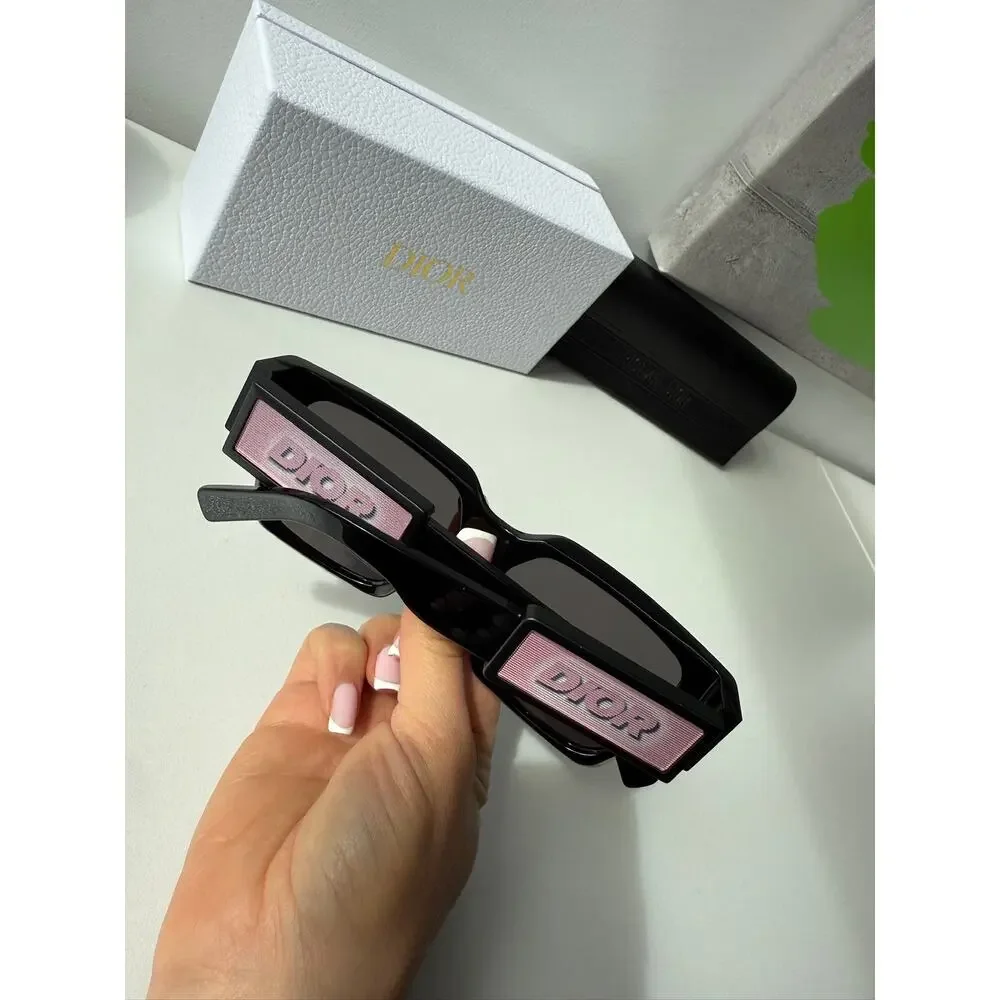 NEW Dior CD SU Sunglasses in Black Holographic Pink Logo - Picture 3 of 10